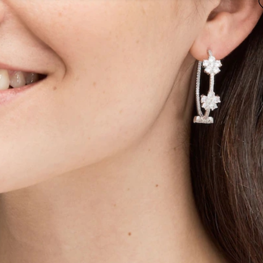 New Kate Spade GLEAMING GARDENIA FLOWER HOOPS - Picture 6 of 16